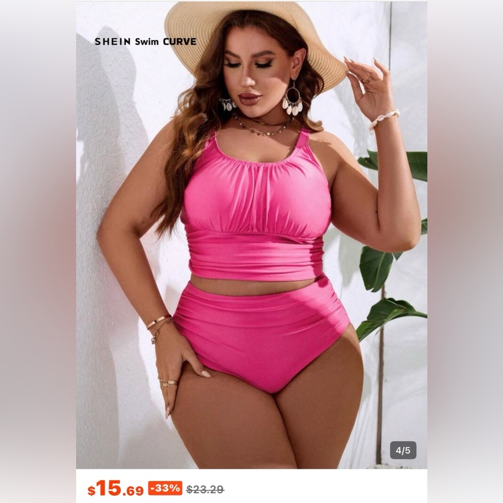 SHEIN Pink 2 Piece Swim - 3X